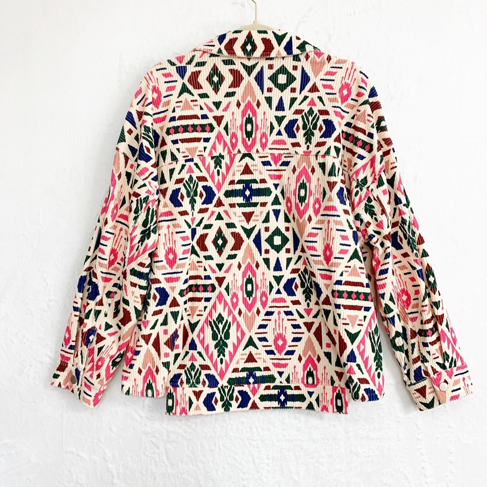 Savanna Jane Aztec Print Corduroy Shirt Jacket Sz 1X - Picture 4 of 12